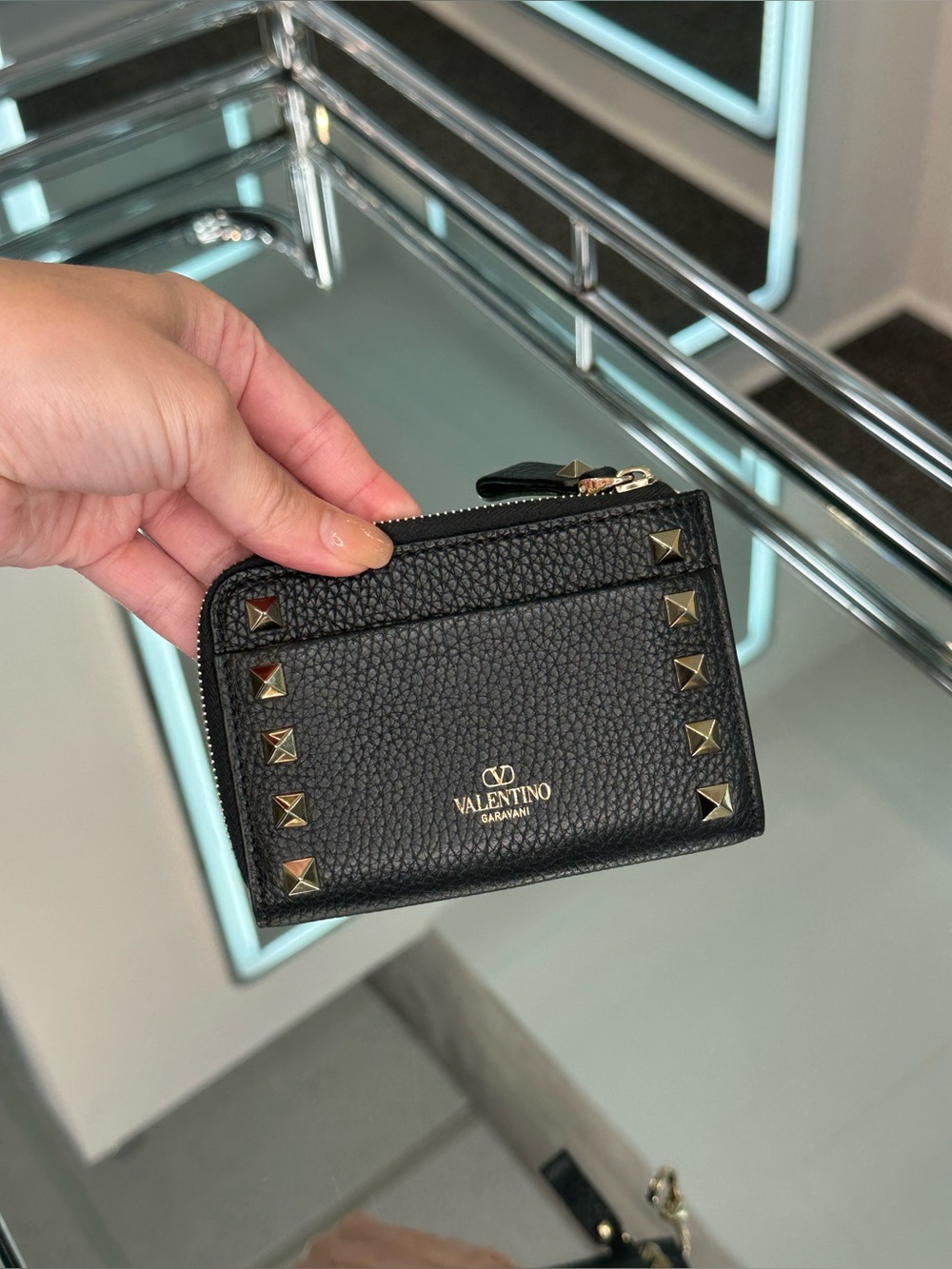 Valentino Garavani Rockstud Zipped Coin Purse Card Holder